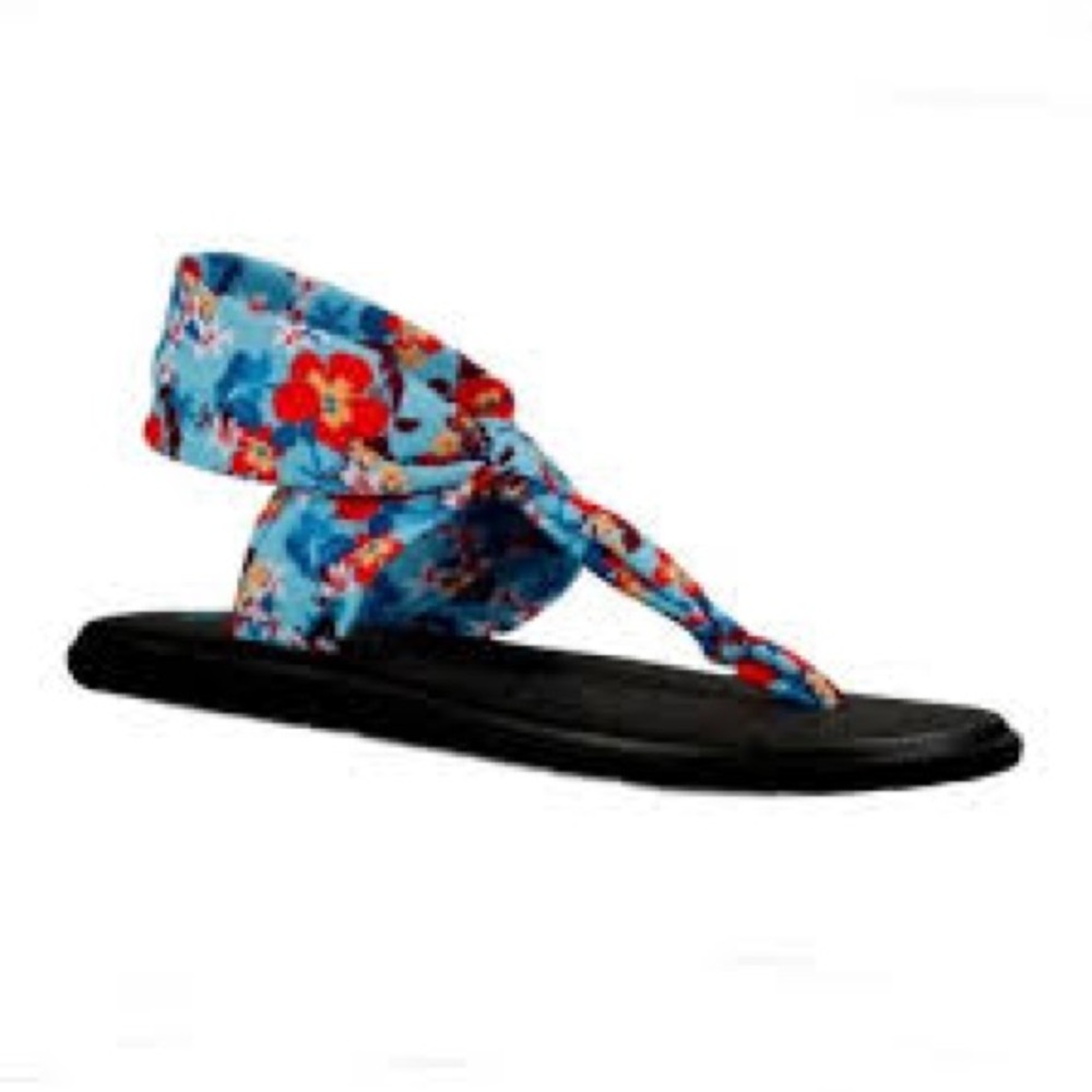 NWT Sanuk Yoga Sling Ella Floral Thong Slip On Comfort Shoes